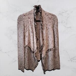 WHBM Open Cardigan XS Black & Pink Fringe detail